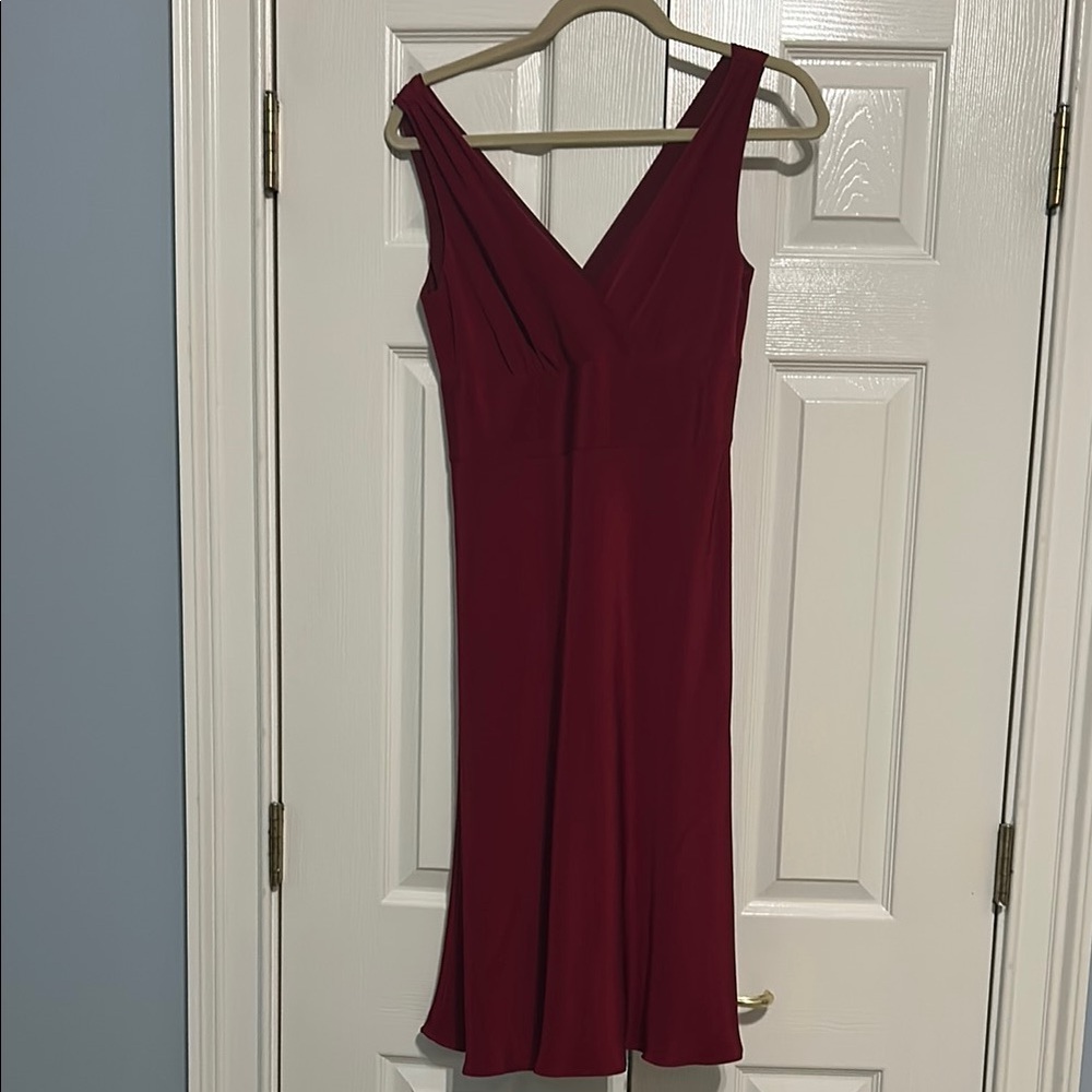 J. Crew Red Sheath Midi Dress V-Neck Sleeveless
